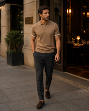 NORVEN Ascent Zip Polo late afternoon lifestyle editorial