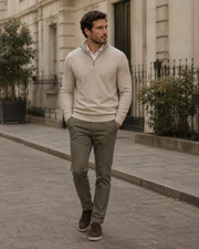 NORVEN Ascent Half-Zip Knit weekend styling editorial