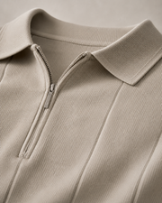 NORVEN Ascent Zip Polo in Deep Navy, fabric texture detail
