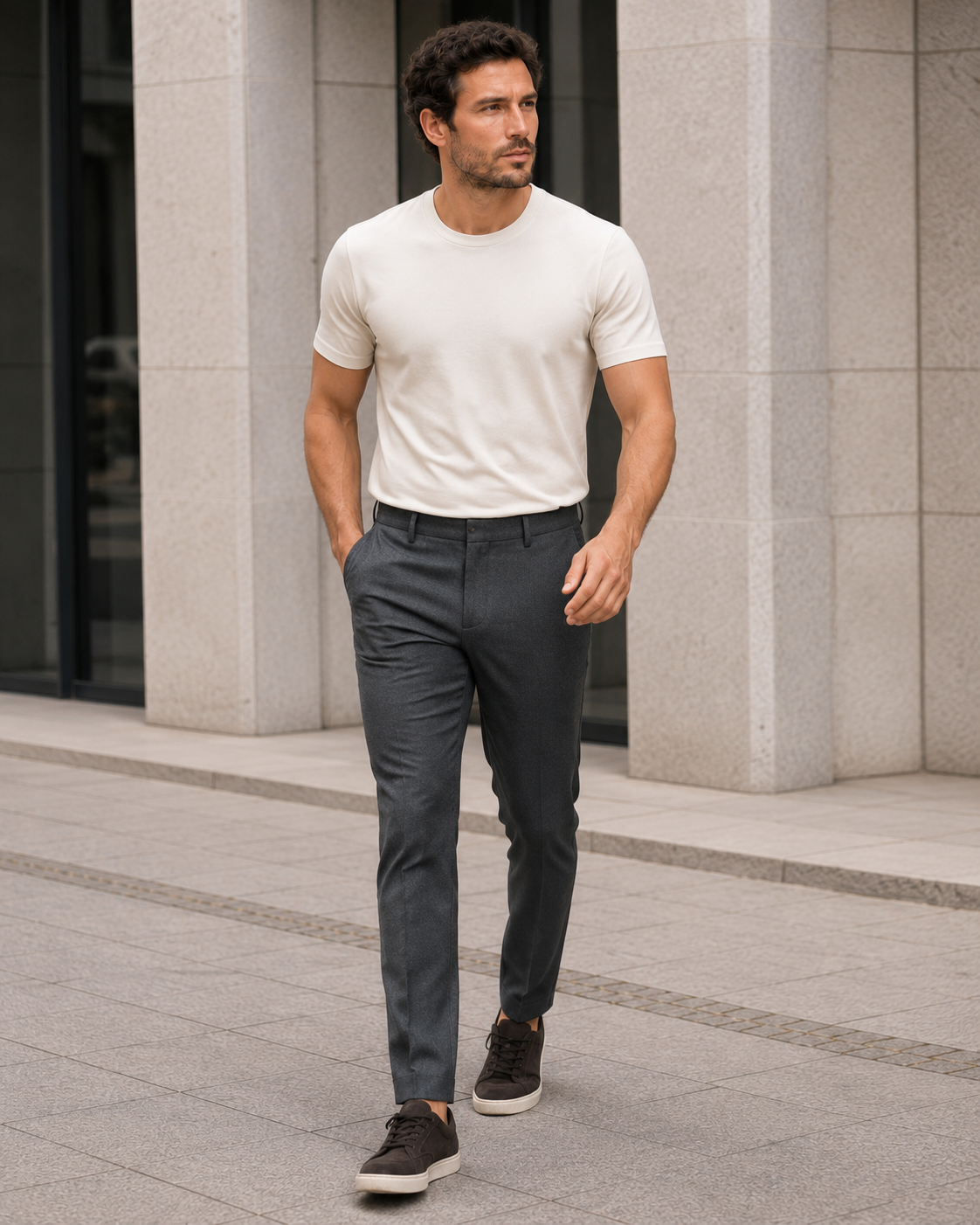 NORVEN Elevate Tailored Trouser in Charcoal