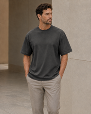 Front view of the NORVEN Origin Heavyweight Tee in Dark Grey