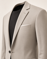 NORVEN Elevate Blazer in Beige, lapel and front construction detail