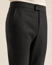 NORVEN Elevate Tailored Trouser in Charcoal, waistband and pocket construction detail