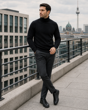 NORVEN Elevate Turtleneck Knit in Black, city styling