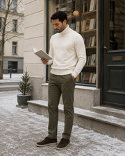 NORVEN Elevate Turtleneck Knit in Warm White, weekend styling