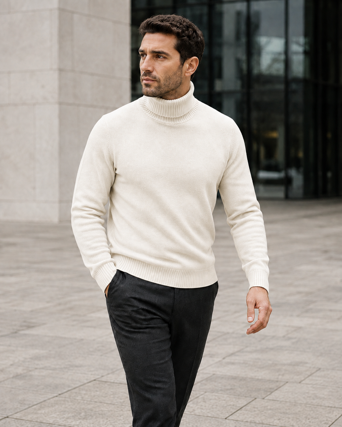 NORVEN Elevate Turtleneck Knit in Warm White