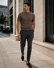 NORVEN Horizon Textured Knit Tee in Brown