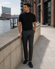 NORVEN Horizon Textured Knit Tee in Black, city styling