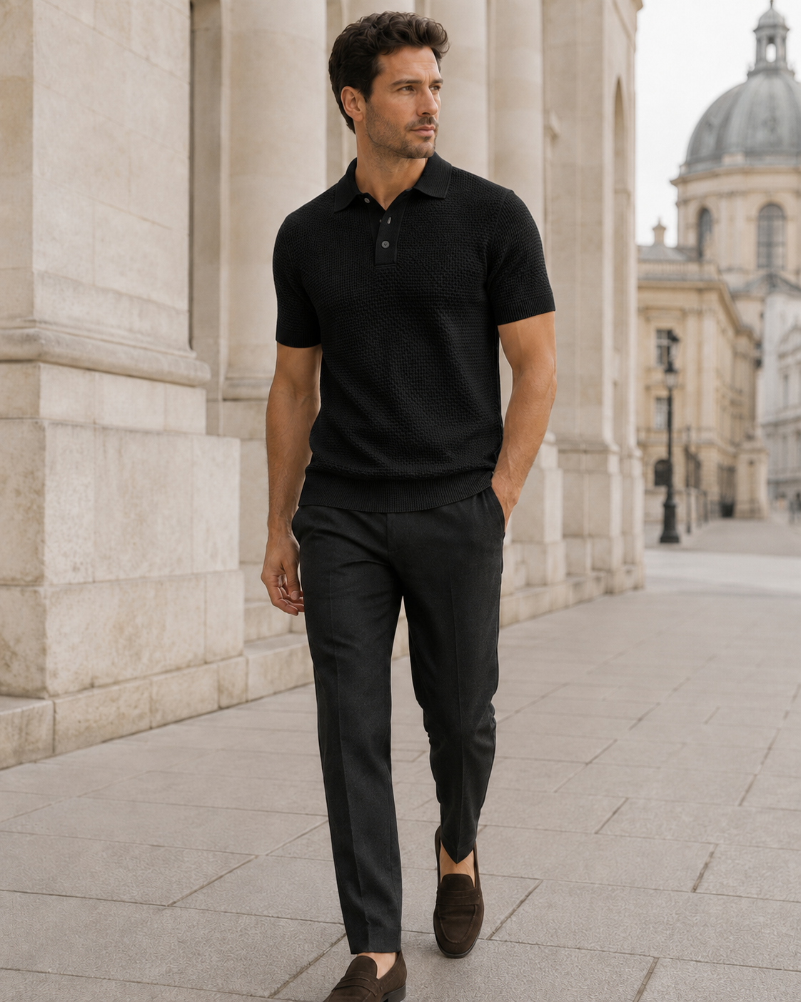 NORVEN Horizon Textured Polo in Black