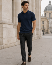 NORVEN Horizon Textured Polo in Deep Navy