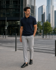 NORVEN Horizon Textured Polo in Deep Navy, city styling